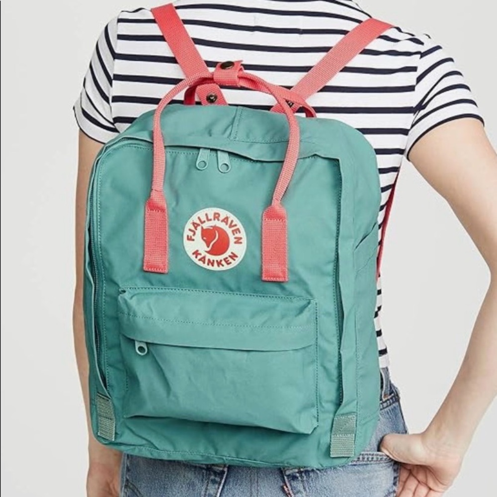 Fjallraven Women's Kanken Backack, Frost Green/Peach Pink